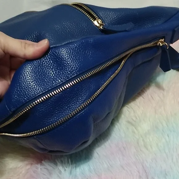 Authentic Laggo Genuine Blue Leather Hobo Shoulder Bag - Picture 12 of 16